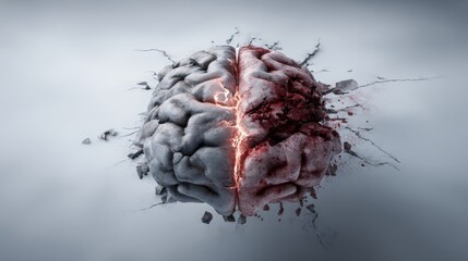 Psychology concept of dangerous ideology and destructive thoughts as a sick brain idea in 3D style.