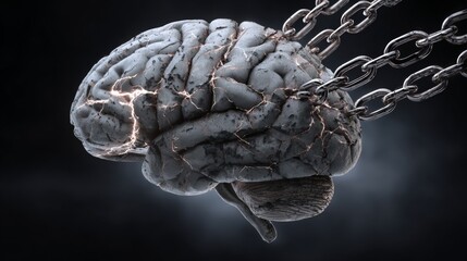 Psychology concept of dangerous ideology and destructive thoughts as a sick brain idea in 3D style.