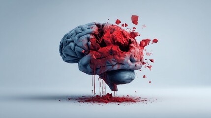 Psychology concept of dangerous ideology and destructive thoughts as a sick brain idea in 3D style.