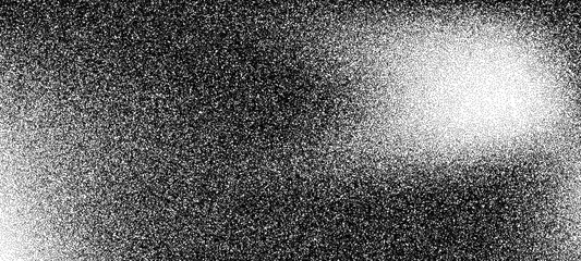 Black and white dot grain stipple noise vector with gradient effect, abstract background texture for graphic design element.