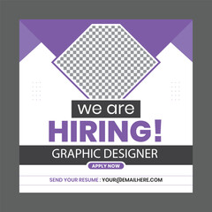 We are hiring job vacancy social media post or square banner template