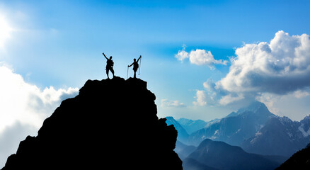 peak success, happiness and enthusiasm of energetic couples