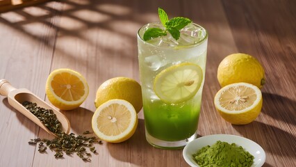 ice pure matcha with lemon