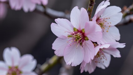 Obraz premium Delicate pink cherry blossoms bloom in springtime outdoors gentle closeup