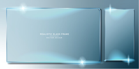 Glass plate frame Glossy window glass with reflections isolated on transparent PNG