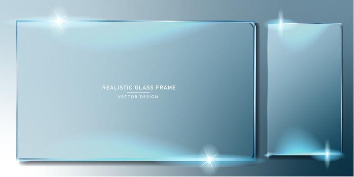 Glass plate frame Glossy window glass with reflections isolated on transparent PNG