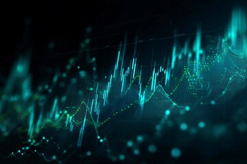 Digital data visualization showing fluctuating network performance metrics in a dark setting