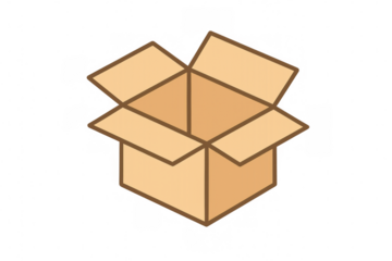 Empty open cardboard box vector illustration. Packaging for moving, shipping, delivery, or storing items. Transparent background
