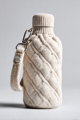 Stylish knitted water bottle holder made for comfort and portability in casual settings