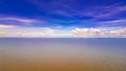 Riverside City Landscape Amazon River Mouth Macapá Amapa Seaside North Amazonian Waterfront Boats...