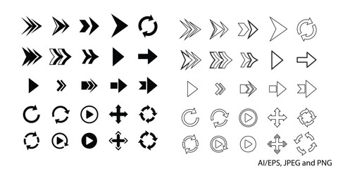 Diverse collection of hand-drawn arrow icons and symbols for web and design vector