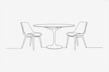 Fototapeta premium Table and chairs line icon symbol of dining, furniture, interior vector illustration of a table and chairs