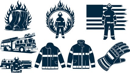 Firefighter gear and equipment emblem fire rescue service symbols american flag protection uniform