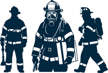 Heroic firefighters in full gear ready for action representing courage and safety