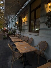 Cozy Outdoor Café Terrace at Dusk