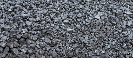 coal in the ground, texture of black coal stones