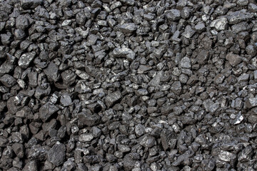 coal in the ground, texture of black coal stones