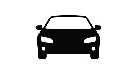 Simple black silhouette of a modern car facing directly forward
