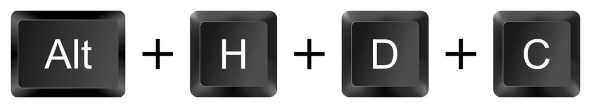 Alt + H + D + C keyboard shortcut key for Delete Column in Excel, isolated on white background