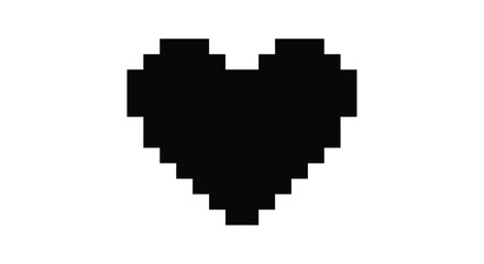 Fototapeta premium A simple black pixelated heart shape isolated on a white background