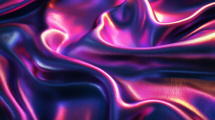 Fototapeta premium fabric folds with holographic light reflection, futuristic fashion texture
