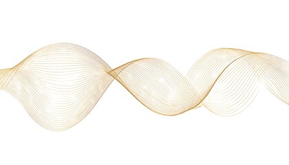 An elegant, flowing, abstract design composed of gold-colored, wavy lines against a crisp white background. The lines intertwine, creating a sense of movement