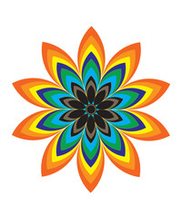 Obraz premium Colorful Geometric Mandala Flower with Vibrant Petal Pattern.