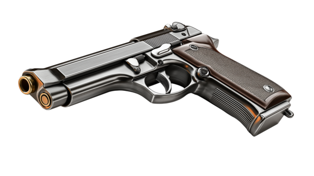 A compact handgun photographed isolated on a white or transparent PNG background — clean, neutral, and suitable for product or editorial use.