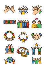 A set of friendship day vector icon illustration