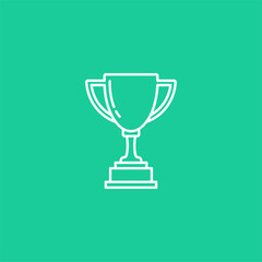 A bright gold trophy cup icon symbolizing winner's success and achievement in sport competition is isolated on a white background, representing the first place prize and victory