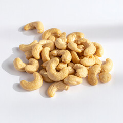 Roasted Cashew Nuts in a White Background