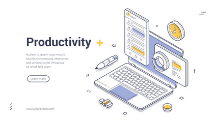 Isometric Productivity: Online Workflow Optimization Landing Page