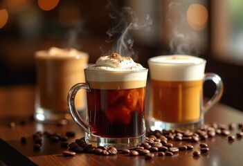 Bold Coffee Blends Highlighting Rich Aromatic Flavors and Smooth Textures in Artistic Display