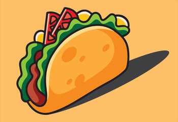 Tacos with shadow illustration. taco sticker design suitable for business idea.