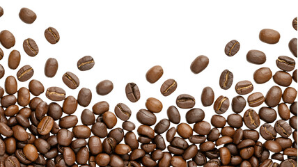 Obraz premium Fresh roasted coffee beans falling, aroma of rich flavor