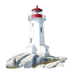 Peggy?s Cove Lighthouse. Peggy?s Cove Lighthouse hand drawn watercolor illustration