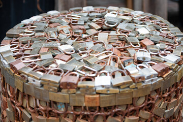 old rusty metal locks plate