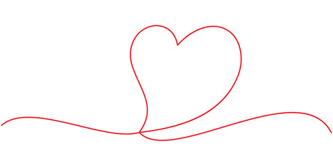 red heart icon hand drawn. Heart continuous line drawing. one line art sketch heart. Symbol love.