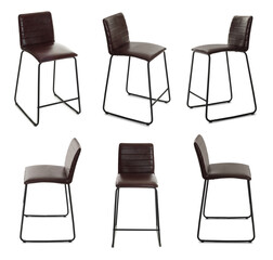 Bar stool isolated on white, set. Used furniture