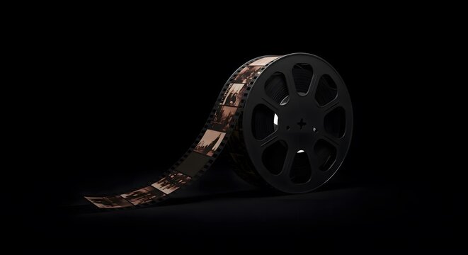Film reel on dark