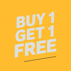 Naklejka premium Simple Yellow Background with Bold Buy 1 Get 1 Free Text Design for Sales and Marketing Promotions Campaign