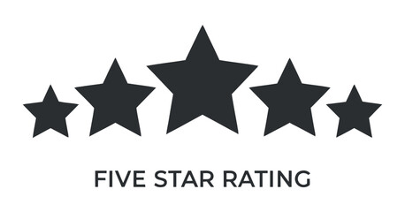 Five Black Stars Rating Excellent Services Evaluation Vector Illustration
