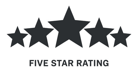 Excellent Five Star Rating Graphic for User Reviews Positive Feedback Service Quality Experience, Vector Illustration on White Backdrop