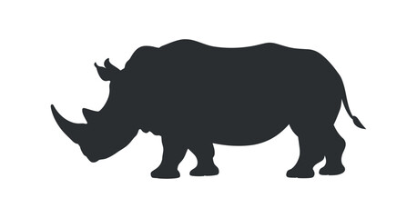 Isolated Rhino Silhouette Clipart: Wildlife Graphic Element with Transparent Background for Creative Design Projects and Conservation