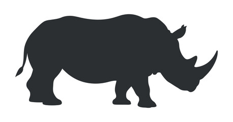 Dark Rhino Silhouette on Transparent Background: Isolated Vector Graphic Element for Conservation Wildlife Projects