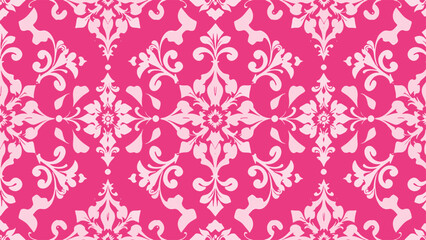 Vector pink damask seamless pattern background. Classical luxury old fashioned damask ornament