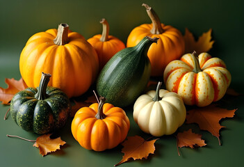 Pumpkins and gourds home decoration, Harvest festival	
