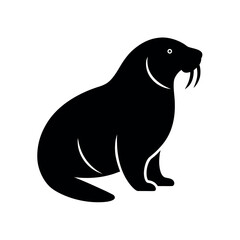 Walrus Black Silhouette Vector Illustration