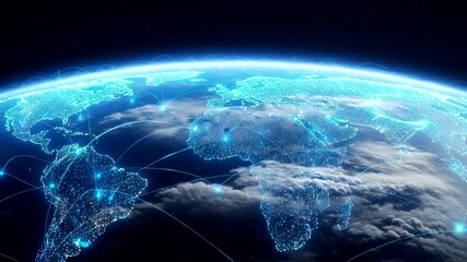 Digital representation of global connectivity over Earth at night - Powered by Adobe