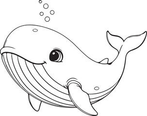 Happy Whale with Bubbles – Cute Sea Life App Icon